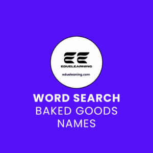 Baked Goods Names Word Search Puzzle. eduelearning printable template