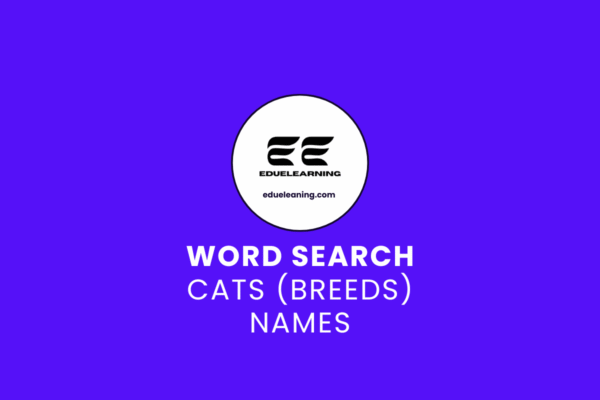 Cats (breeds) word search puzzle. eduelearning pritable template