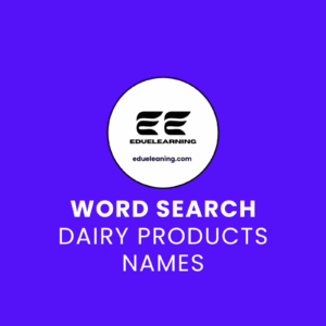 Dairy Products Names Word Search Puzzle. eduelearning printable template