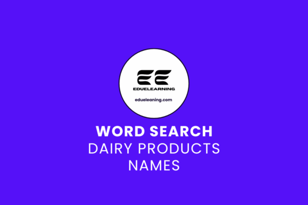Dairy Products Names Word Search Puzzle. eduelearning printable template