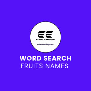 Fruits names word search puzzle. eduelearning pritable template