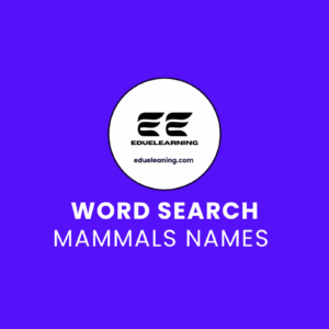 Mammals names word search puzzle. eduelearning pritable template
