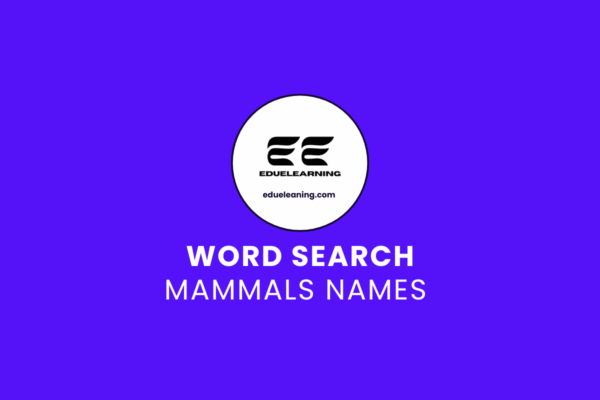 Mammals names word search puzzle. eduelearning pritable template
