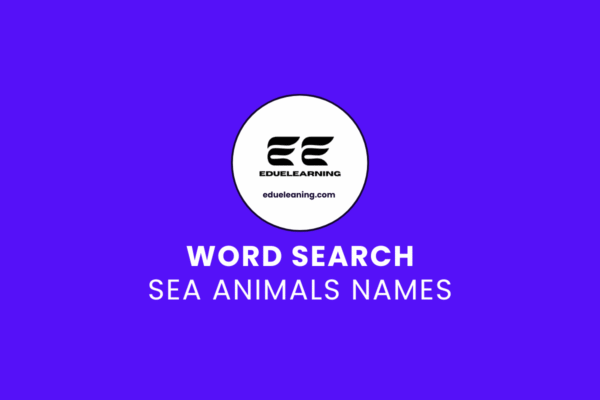 Sea Animals names word search puzzle. eduelearning printable template