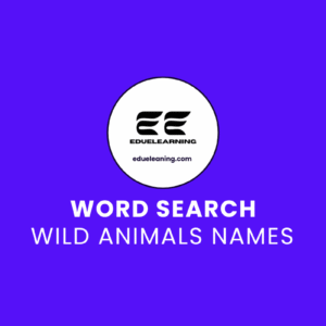 Wild Animals names word search puzzle. eduelearning printable template