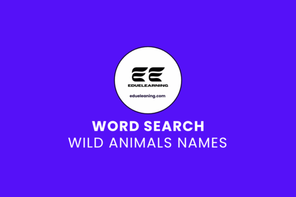 Wild Animals names word search puzzle. eduelearning printable template