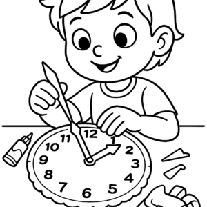 clock activity drawing book. eduelearning printable template