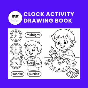 clock activity drawing book. eduelearning printable template.1