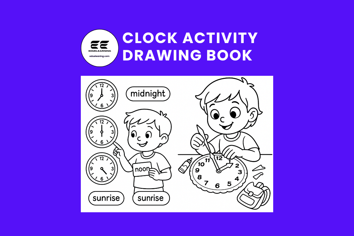 clock activity drawing book. eduelearning printable template.1
