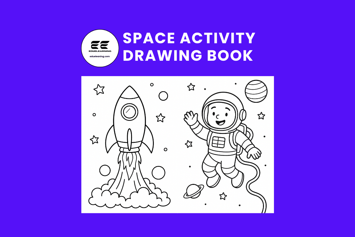 space object activity drawing book. eduelearning printable template.1